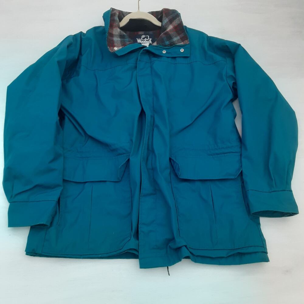 Vintage Woolrich Jacket Size L Blue Parka Wool Blanket Lined USA Made Chore